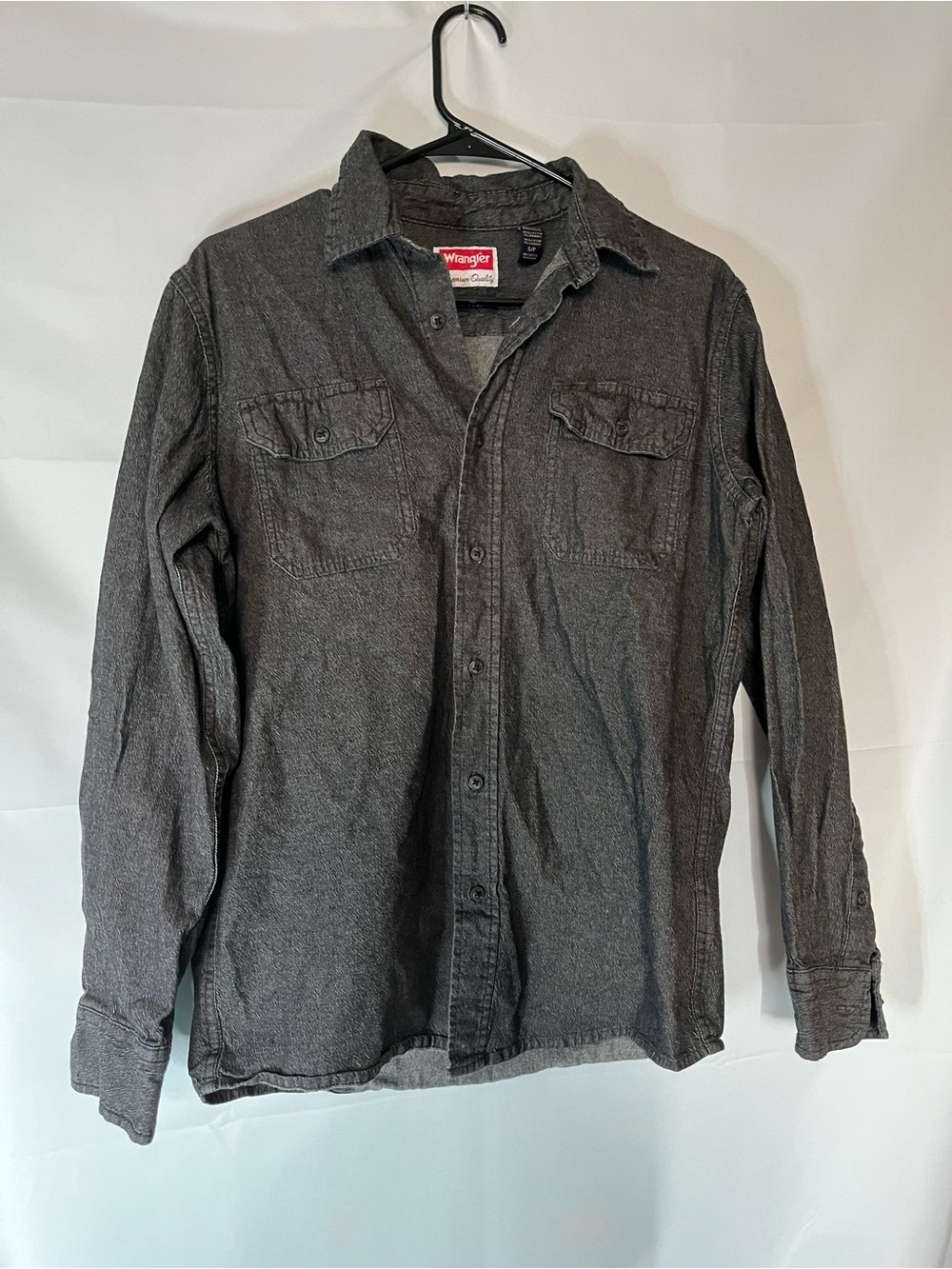 Wrangler Dark Gray Long Sleeve Button-Down Shirt